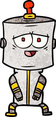 Bir insan tarafından çizilmiş çizgi film robotu