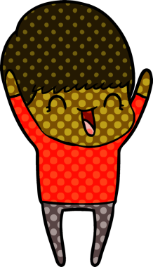 Bir insan tarafından çizilmiş mutlu çizgi film çocuğu.