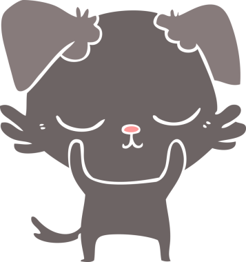 Bir insan tarafından çizilmiş şirin düz renkli çizgi film köpeği.