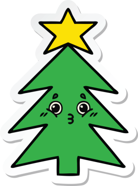 Bir insan tarafından çizilmiş şirin bir noel ağacının çıkartması.