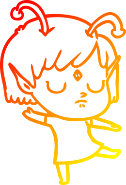 Bir insan tarafından çizilmiş bir uzaylı kız çizgi çizimi.