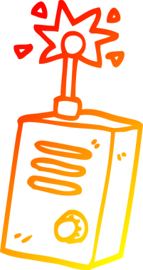 Bir insan tarafından çizilmiş çizgi film telsizinin sıcak gradyan çizimi