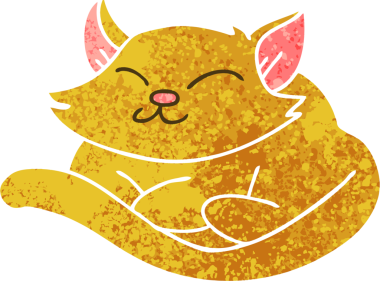 Bir insan tarafından çizilmiş eski çizim tarzı tuhaf çizgi film kedisi