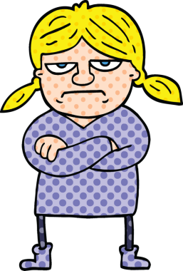 Çizgi roman tarzı Huysuz kız bir insan tarafından çizilmiş.