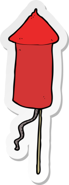 Bir insan tarafından çizilmiş bir havai fişek roketinin çıkartması.