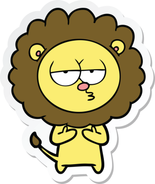 Bir insan tarafından çizilmiş yorgun bir aslanın çıkartması.