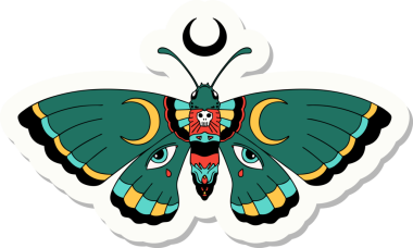 Bir insan tarafından çizilmiş geleneksel bir güve stili dövme çıkartması.