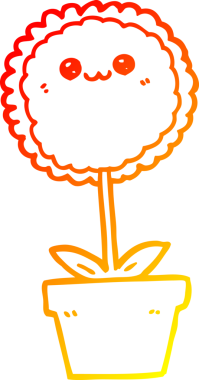 Bir insan tarafından çizilmiş karikatür çiçeğinin sıcak çizgi çizimi