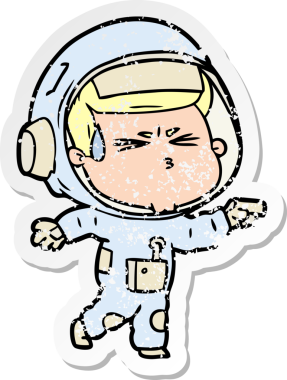 Bir insan tarafından çizilmiş stresli astronot karikatürü.