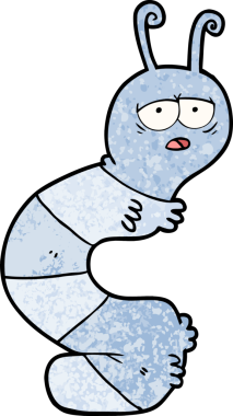 Bir insan tarafından çizilmiş yorgun bir tırtıl.