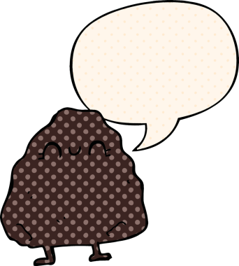 Bir insan tarafından çizilmiş, çizgi roman tarzında konuşma baloncuğu olan bir karikatür.