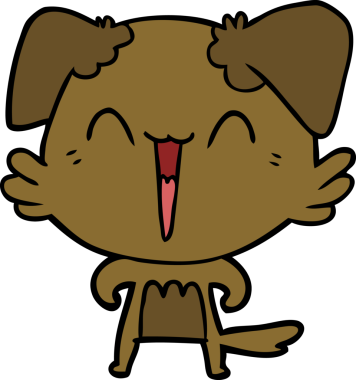 Bir insan tarafından çizilmiş küçük mutlu köpek çizgi filmi.