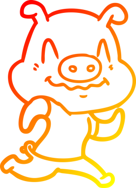 Bir insan tarafından çizilmiş gergin bir domuz çizgi çizimi.