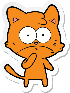 Bir insan tarafından çizilmiş karikatür asabi kedinin çıkartması.