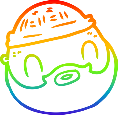 Gökkuşağı gradyan çizgi çizimi bir insan tarafından çizilmiş sakallı bir erkek yüzü