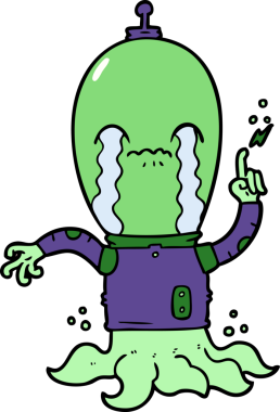 Bir insan tarafından çizilmiş uzaylı çizgi filmi.