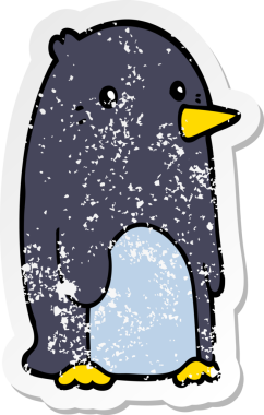 Bir insan tarafından çizilmiş karikatür pengueninin sıkıntılı çıkartması.