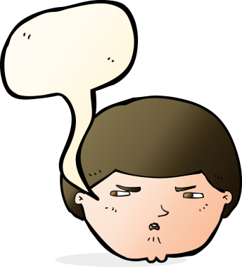 Bir insan tarafından çizilmiş konuşma baloncuğuyla rahatsız bir adam.