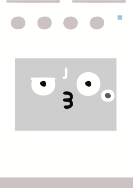 Bir insan tarafından çizilmiş mutfak fırınının düz renkli retro karikatürü