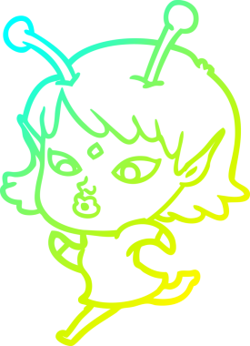 Soğuk gradyan çizgisi, bir insan tarafından çizilmiş güzel bir uzaylı kızın çizimi.