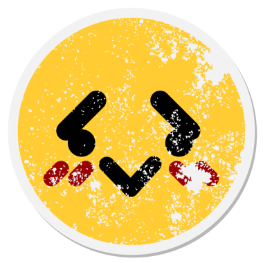 utangaç kuş suratlı bir insan tarafından çizilmiş dairesel bir etiket