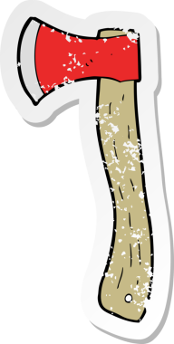 Bir insan tarafından çizilmiş bir baltanın gerilimli çıkartması.