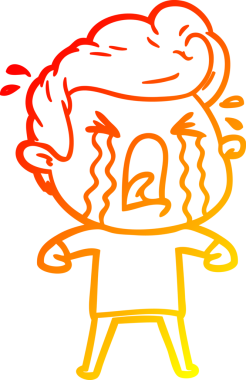 Bir insan tarafından çizilmiş, ağlayan bir çizgi film karakteri.