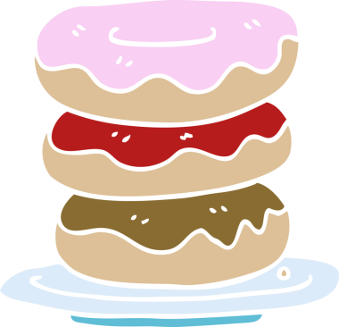 Bir insan tarafından çizilmiş bir tabak çörek.