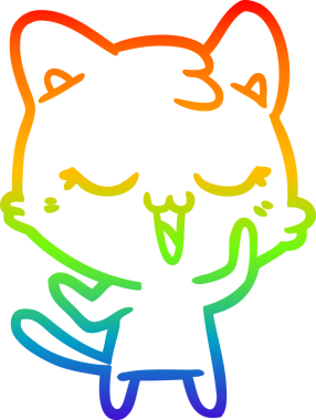 gökkuşağı gradyan çizimi mutlu çizgi film kedisi bir insan tarafından çizildi