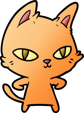 Bir insan tarafından çizilmiş çizgi film kedisi.