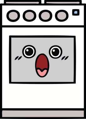 Bir insan tarafından çizilmiş güzel bir mutfak fırını karikatürü.