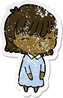 Bir insan tarafından çizilmiş karikatür bir kadının sıkıntılı çıkartması.