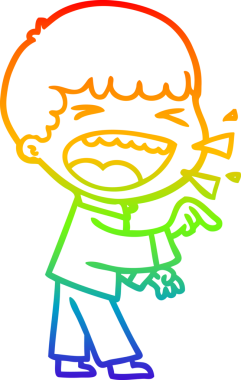 Gökkuşağının gradyan çizimi bir insan tarafından çizilmiş gülen bir adamın çizimi.