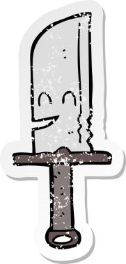 Bir insanın çizdiği karikatür bıçağının sıkıntılı çıkartması.