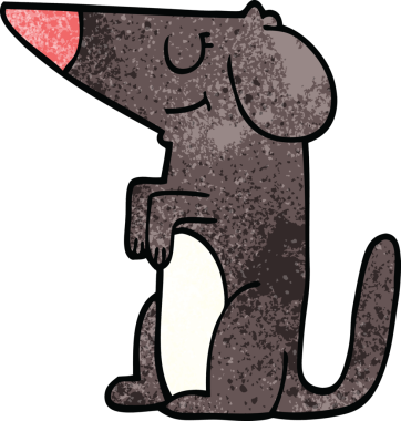 Bir insan tarafından çizilmiş iyi huylu bir köpek.