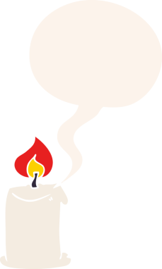 Konuşma baloncuklu çizgi film mumu bir insan tarafından çizilmiş.