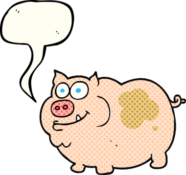 El yazısıyla çizilmiş çizgi roman konuşma balonu bir insan tarafından çizilmiş domuz.