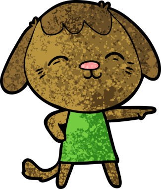 Bir insan tarafından çizilmiş mutlu çizgi film köpeği.