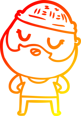 Bir insan tarafından çizilmiş sakallı sevimli bir adamın sıcak çizgi çizimi.