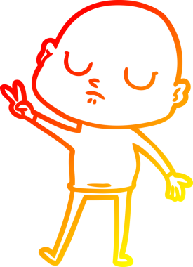 Bir insan tarafından çizilmiş kel bir adamın sıcak çizgi çizimi.