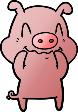 Bir insan tarafından çizilmiş sinirli çizgi film domuzu.