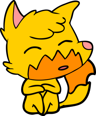 Bir insan tarafından çizilmiş tilki çizgi film karakteri