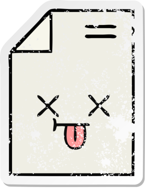 Bir insan tarafından çizilmiş sevimli bir karikatür kağıdının sıkıntılı çıkartması.