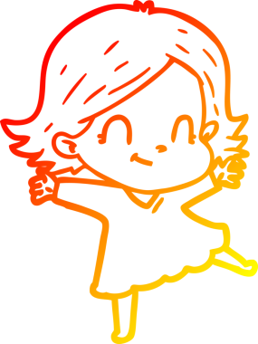 Bir insan tarafından çizilmiş, karikatür dostu bir kız çizimi.