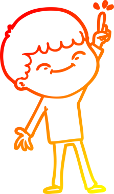 Bir insan tarafından çizilen mutlu bir çocuğun sıcak çizgi çizimi.