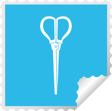 Bir insan tarafından çizilmiş kare soyulmuş garip karikatür makasları