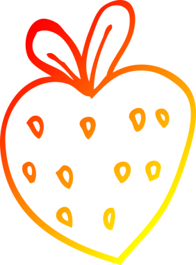 Bir insan tarafından çizilen çilek karikatürünün sıcak gradyan çizimi