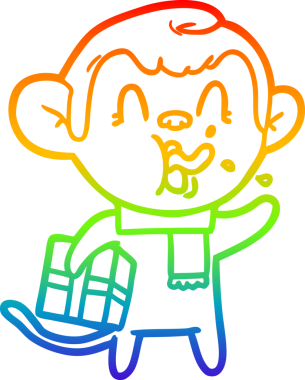 gökkuşağı gradyan çizimi çılgın bir çizgi maymun ve bir insan tarafından çizilmiş noel hediyesi