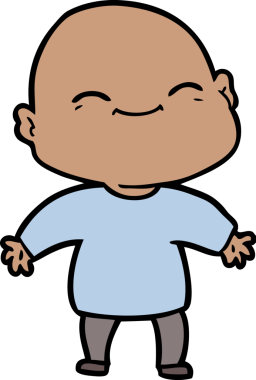 Bir insan tarafından çizilmiş mutlu, kel adam.