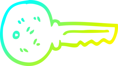 Bir insan tarafından çizilmiş bir karikatür metal anahtarının soğuk eğimli çizimi